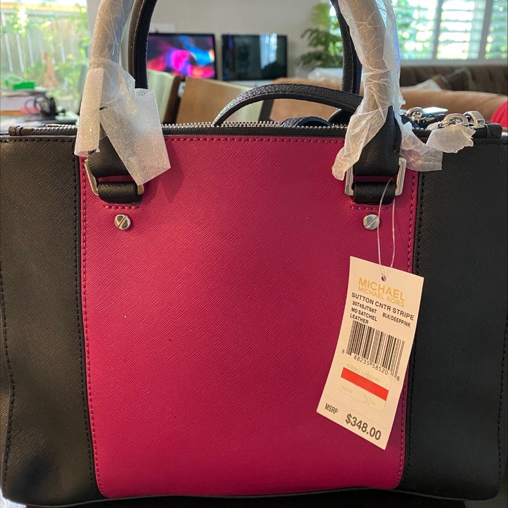 michael kors sutton center stripe satchel ( BRAND NEW WITH TAG AND DUST BAG) - Picture 5 of 5